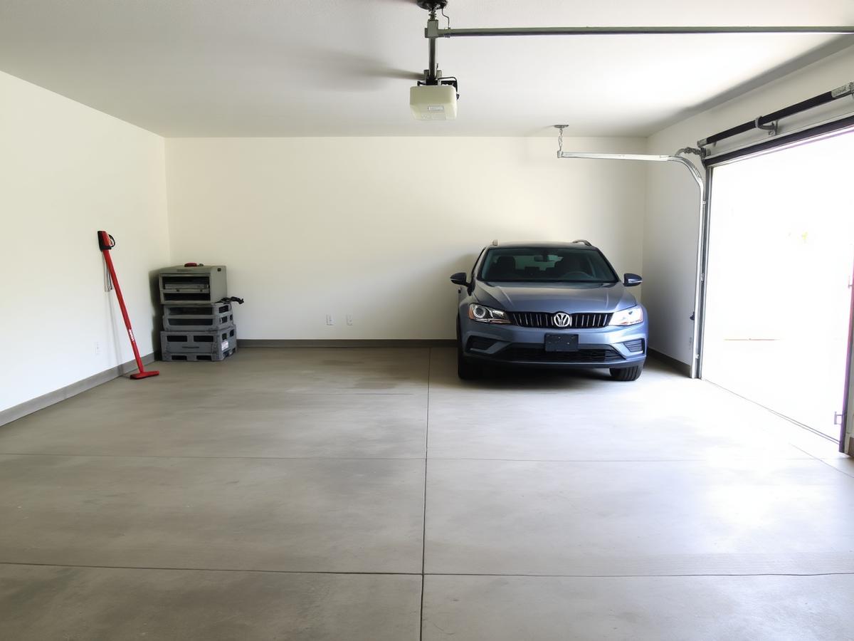 Empty swept garage after a junk removal cleanout